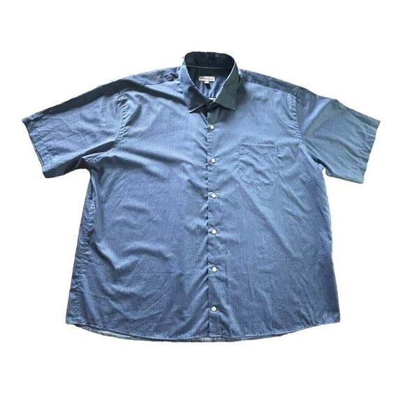 Peter Millar Crown Crafted SS Button Up Shirt Geometric Blue XXL Men EUC - Picture 1 of 7